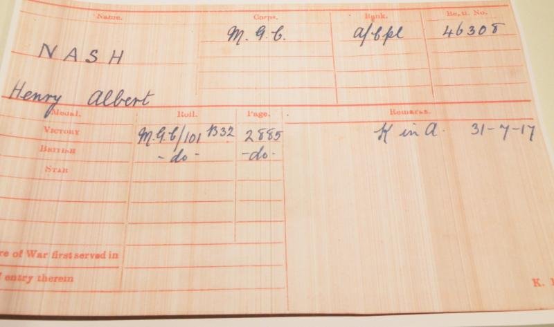 WW1 Medal Pair to Nash MGC – KIA 1st Day Passchendaele. — image 7