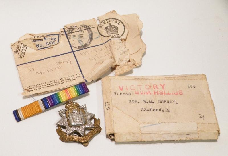 WW1 Medal Pair Etc to Dobney 23rd Londons. — image 5