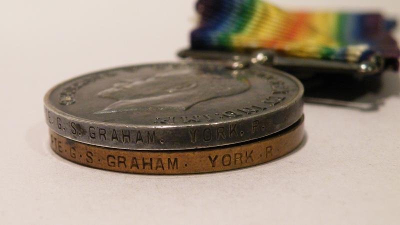 WW1 medal Pair to Graham Yorks & DLI. — image 4