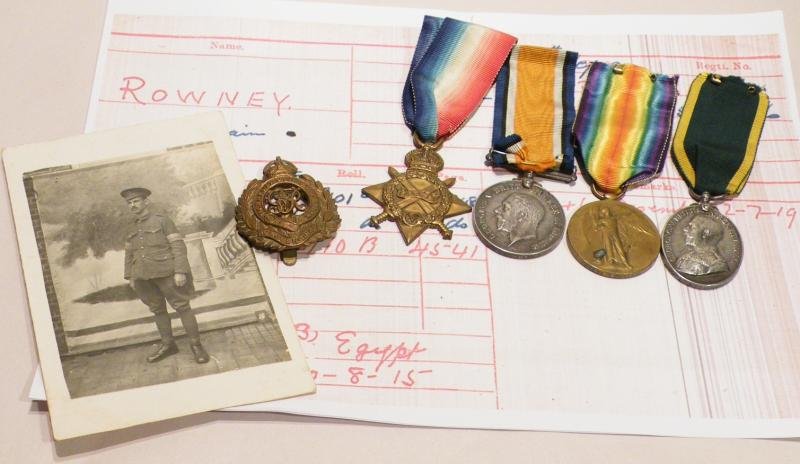 WW1 Territorial Force Medal Group to Rowney RE Sig Coy.