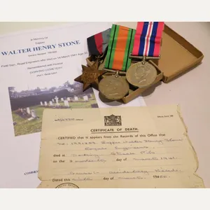 WW2 Medal Trio to Sapper Stone RE Accidently Killed 1941.