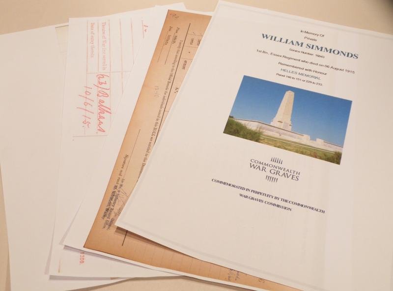 WW1 Victory Medal Simmonds Essex Reg - Killed Gallipoli. — image 8