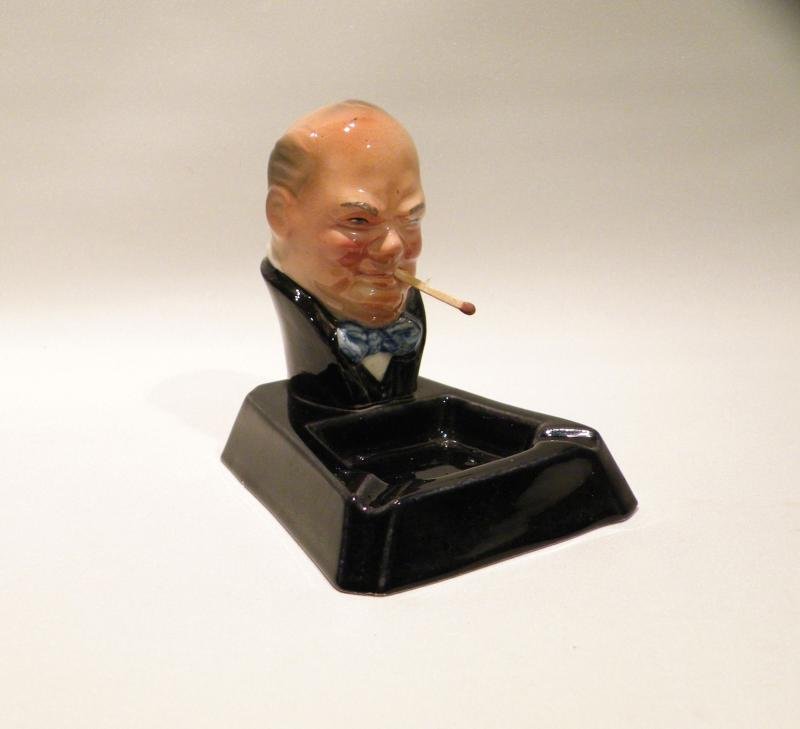 Vintage Ceramic Comedic Winston Churchill Ashtray