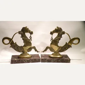 Pair Antique Brass Venetian Gondola Horses.