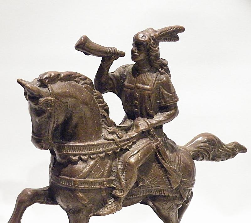 Antique Bronze Figure of Medieval Trumpeter. — image 2
