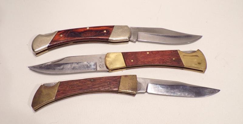 6 Wood & Brass Lock Knives — image 2