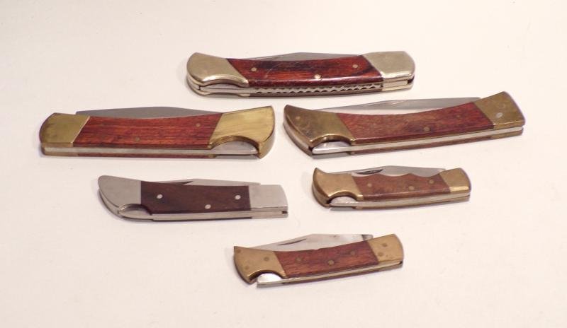 6 Wood & Brass Lock Knives — image 3