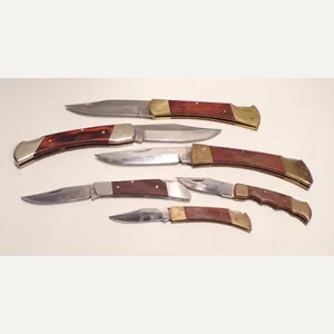 6 Wood & Brass Lock Knives