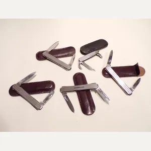 5 Leather Cased Pen Knives