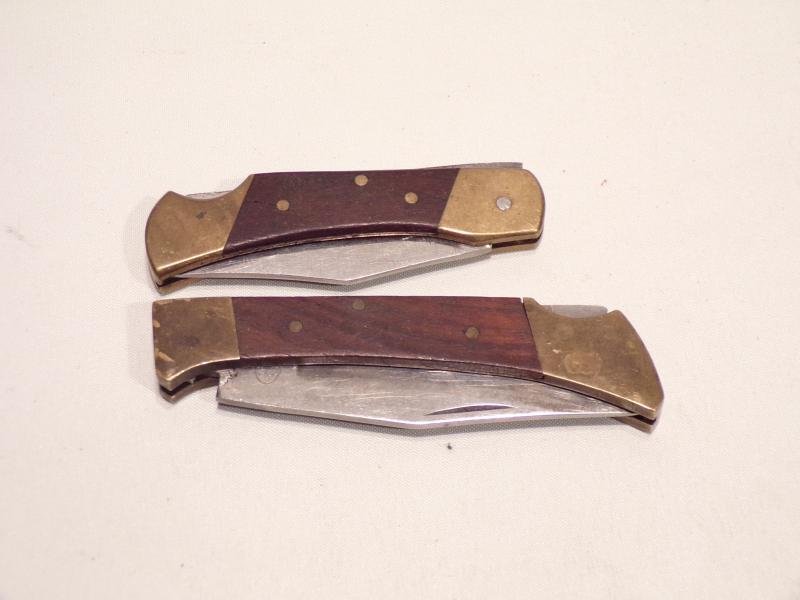 6 Wood & Brass Lock Knives — image 4