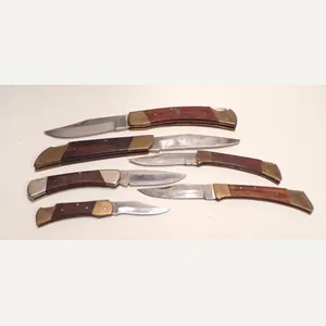 6 Wood & Brass Lock Knives