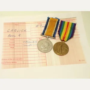 WW1 Medal pair to Garlick Royal Fusiliers.