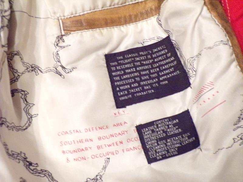 Vintage Tiger Fox Brown Leather Bomber Style Jacket with Map — image 4