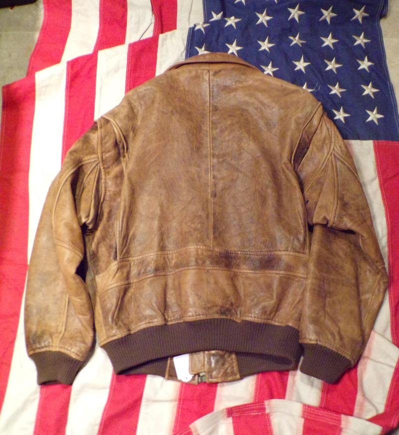 Vintage Tiger Fox Brown Leather Bomber Style Jacket with Map — image 5