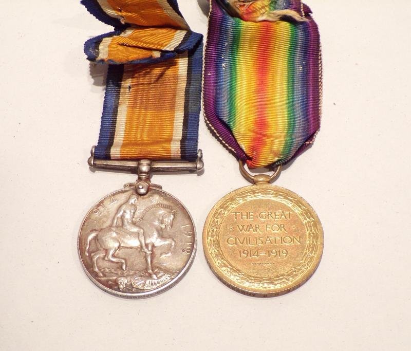 WW1 Medal Pair to Anderson Cambridgeshire Regiment. — image 2