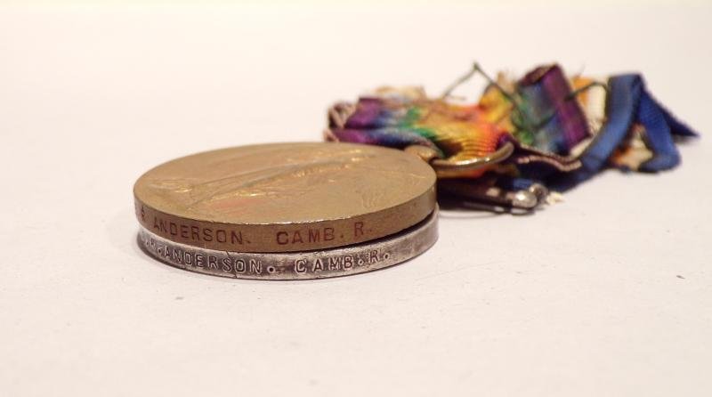 WW1 Medal Pair to Anderson Cambridgeshire Regiment. — image 4