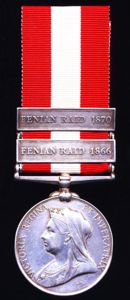 Canada General Service Medal, 1866-1870. Two clasps: 'Fenian Raid 1866' …