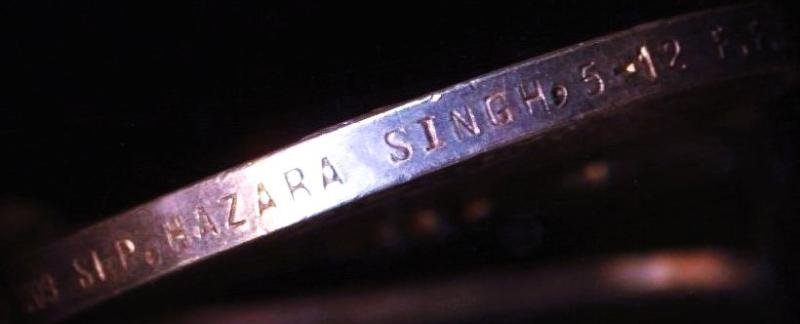 India General Service Medal 1908-35. GV second issue with clasp 'North West Frontier 1930-31' (7209 Sep. Hazara Singh, 5-12 F.F.R.) — image 5