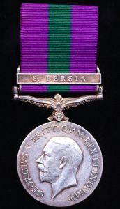 General Service 1918-62. GV first issue with clasp 'S. Persia' …