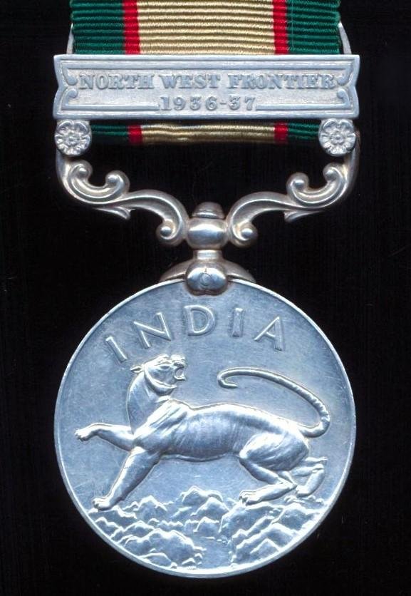 India General Service Medal 1936-39. With clasp 'North West Frontier 1936-37' (13850 Spr. Ghuman Singh, R.B.S. & M.) — image 2