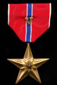 United States: Bronze Star Medal with bronze 'V' valor emblem