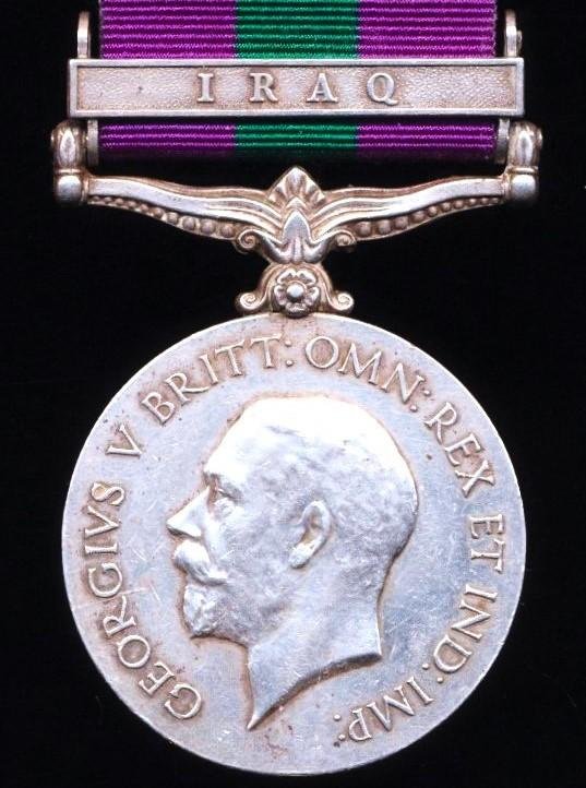 General Service Medal 1918-62. GV first issue with clasp 'Iraq' (1225 Sowar Gopal Singh. 37-Lancers.) — image 2