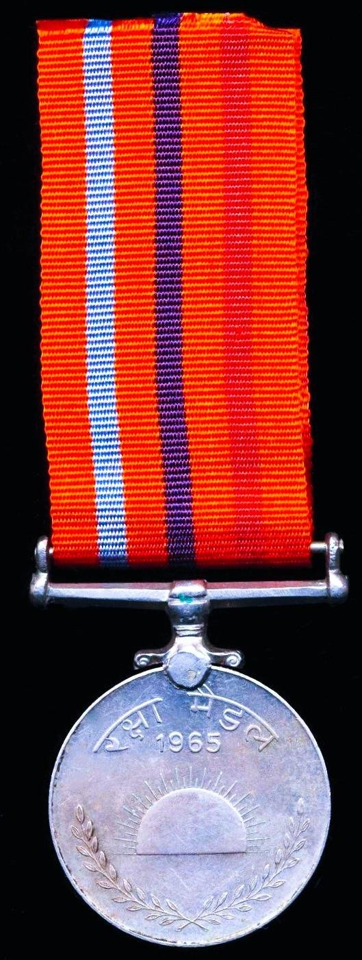 India: 1965 India-Pakistan War Medal (Raksha Medal 1965). Officially impressed naming (2731432 Sep. Tuka Ram Kumbar. D. S. C.) — image 3