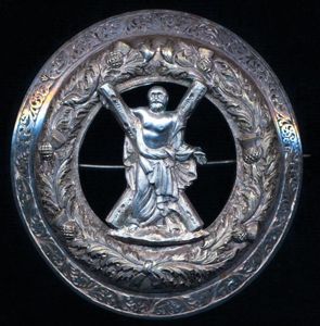 Black Watch (Royal Highlanders): Officer's Plaid Brooch. White metal. Circa …