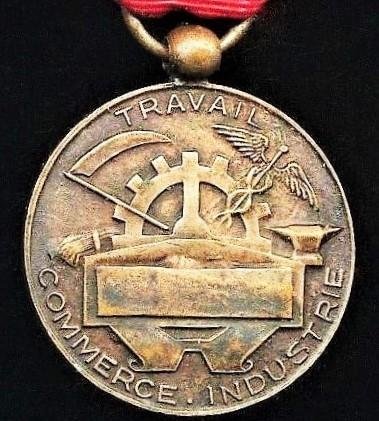 Medal of Honour of Labour (Medaille D'Honneur du Travail). Lucien Larochette design model. Silver grade (this silvered bronze metal — image 5