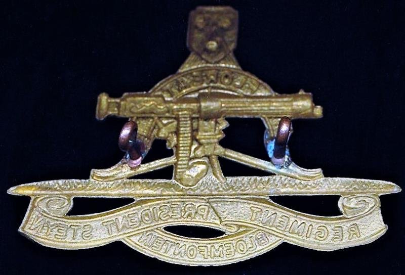 Union of South Africa: Regiment President Steyn. Gilding metal cap badge — image 2