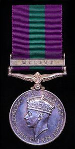General Service Medal 1918-62. GVI second issue with clasp 'Malaya' …