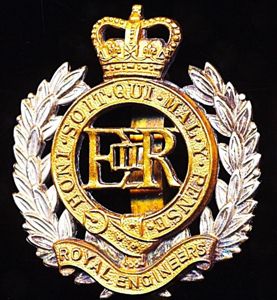 Royal Engineers. EIIR issue cap badge with Queens Crown. Bi-metal