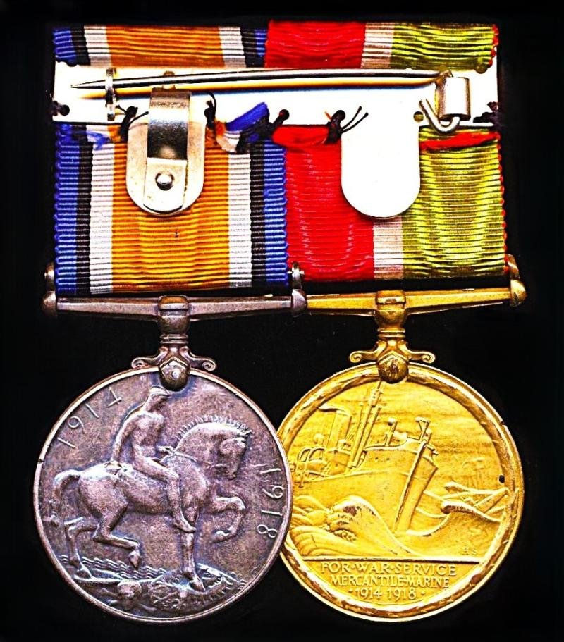 An Extremely Rare - one of only two - Mercantile Marine Great War Medal pair to a a seaman from Montenegro: Bosun Risto Vojichich, British Mercantile Marine — image 2