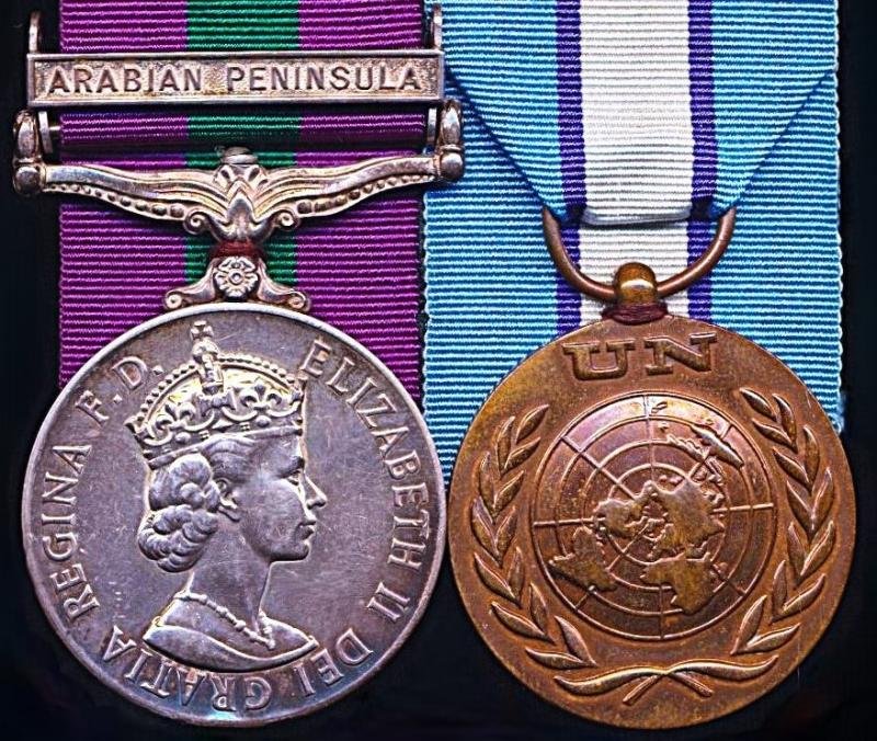 A Jock's 'Barren Rocks of Aden' campaign and United Nations 'Cyprus' service medal pair: Fusilier J. O. McLachlan, 1st Battalion Royal Highland Fusiliers — image 2