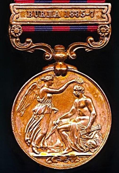 India General Service Medal 1854-95. Bronze issue with clasp 'Burma 1885-7' (85 Bearer Madooram Kamadoo Transpt. Dept. Madras) — image 4