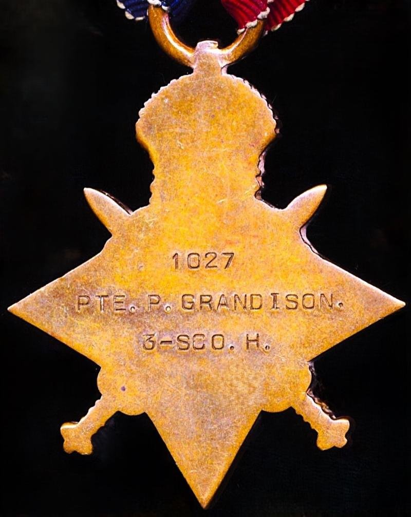 1914-15 Star (1027 Pte. P. Grandison, 3-Sco. H.) — image 4