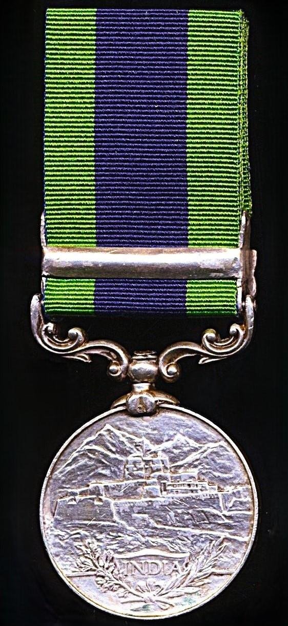 India General Service Medal 1908-1935. GV first type silver issue with clasp 'Afghanistan N.W.F. 1919' (1159 Nk Fateh Mohd, 14 Mule Cps.) — image 3