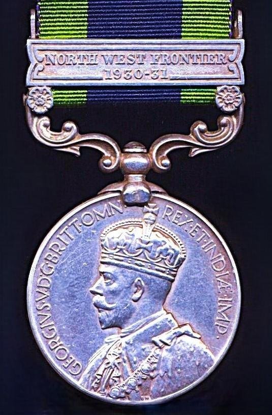 India General Service Medal 1908-35. GV 2nd Issue with clasp 'North West Frontier 1930-31' (6002 Swr. Ratti Ram. Poona Horse.) — image 2