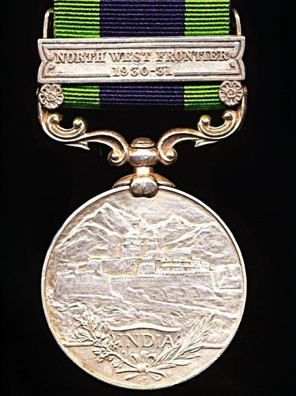 India General Service Medal 1908-35. GV 2nd Issue with clasp 'North West Frontier 1930-31' (8088 Sep. Ghulam Husain. 4-10 Baluch R.) — image 2