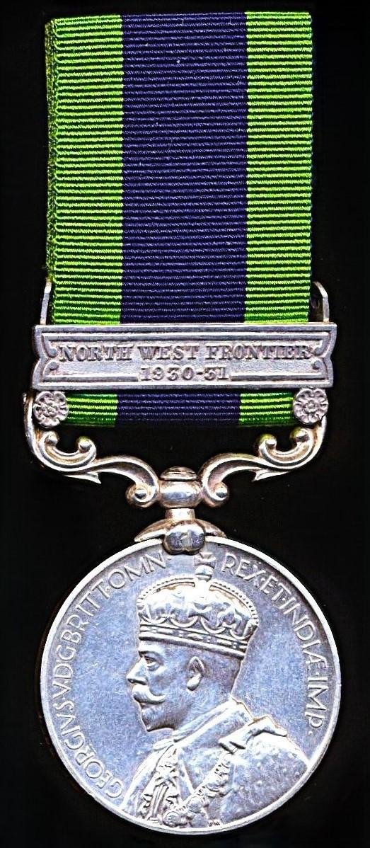 India General Service Medal 1908-35. GV 2nd Issue with clasp 'North West Frontier 1930-31' (8088 Sep. Ghulam Husain. 4-10 Baluch R.) — image 3