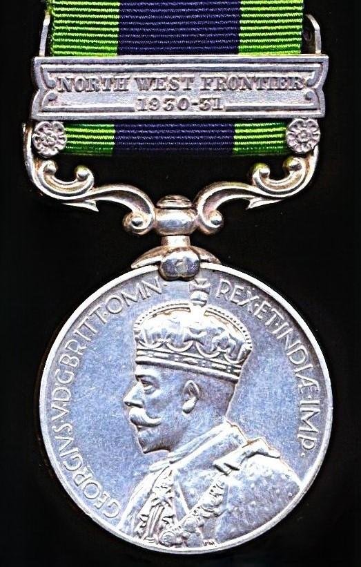 India General Service Medal 1908-35. GV 2nd Issue with clasp 'North West Frontier 1930-31' (8088 Sep. Ghulam Husain. 4-10 Baluch R.) — image 4
