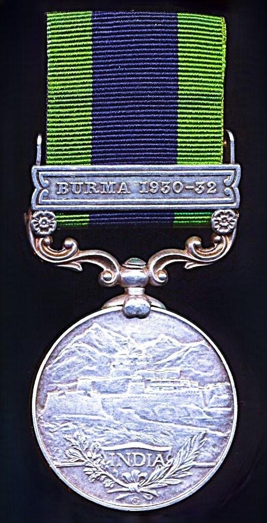 India General Service Medal 1908-1935. GV second type Calcutta Mint issue with clasp 'Burma 1930-32' (4571 Sep. Atma Singh, S.S.S. Bn. B.M.P.) — image 3