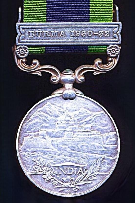 India General Service Medal 1908-1935. GV second type Calcutta Mint issue with clasp 'Burma 1930-32' (4571 Sep. Atma Singh, S.S.S. Bn. B.M.P.) — image 4