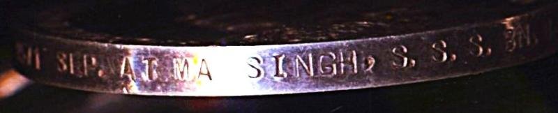 India General Service Medal 1908-1935. GV second type Calcutta Mint issue with clasp 'Burma 1930-32' (4571 Sep. Atma Singh, S.S.S. Bn. B.M.P.) — image 5