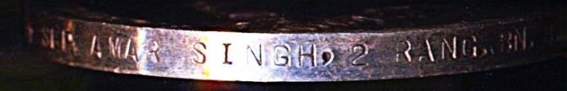 India General Service Medal 1908-1935. GV second type Calcutta Mint issue with clasp 'Burma 1930-32' (71 Sep Amar Singh. 2 Rang Bn B.M.P.) — image 5