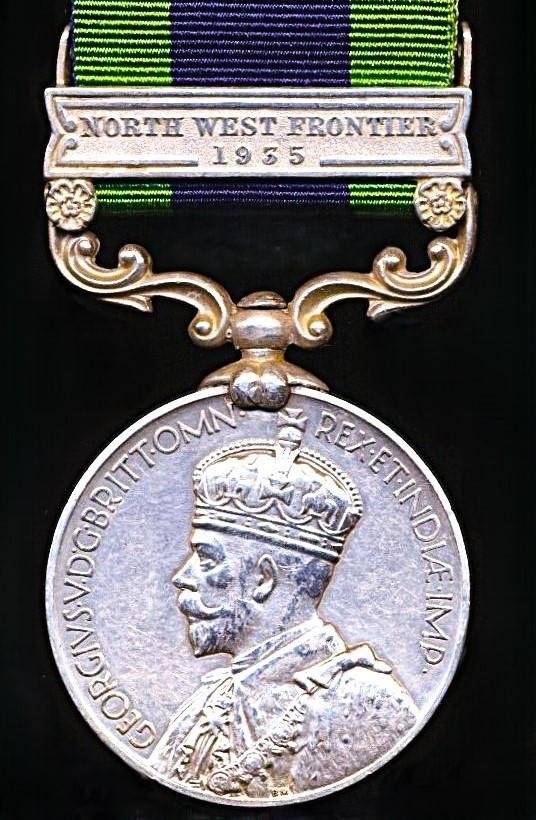 India General Service Medal 1908-1935. GV second type Calcutta Mint issue with clasp 'North West Frontier 1935' (39724 Dvr. Ali Akbar. R.A.) — image 2