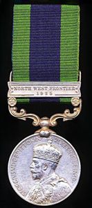 India General Service Medal 1908-1935. GV second type Calcutta Mint …