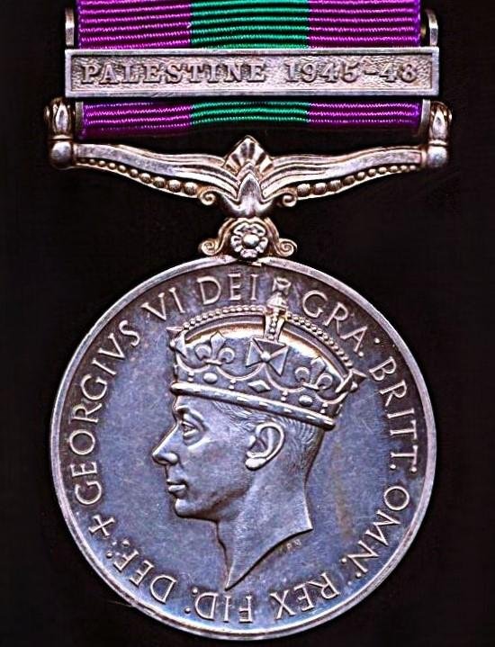 General Service Medal 1918-62. GVI second issue with clasp 'Palestine 1945-48 (Miss E. S. Lucken.) — image 2