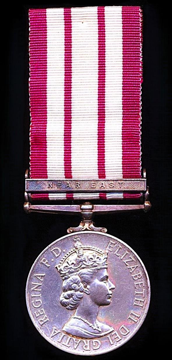 Naval General Service Medal 1915-62. EIIR 2nd type with clasp 'Near East' (L/FX. 894804 A. Robertson. L.A.M. (O). R.N.) — image 3