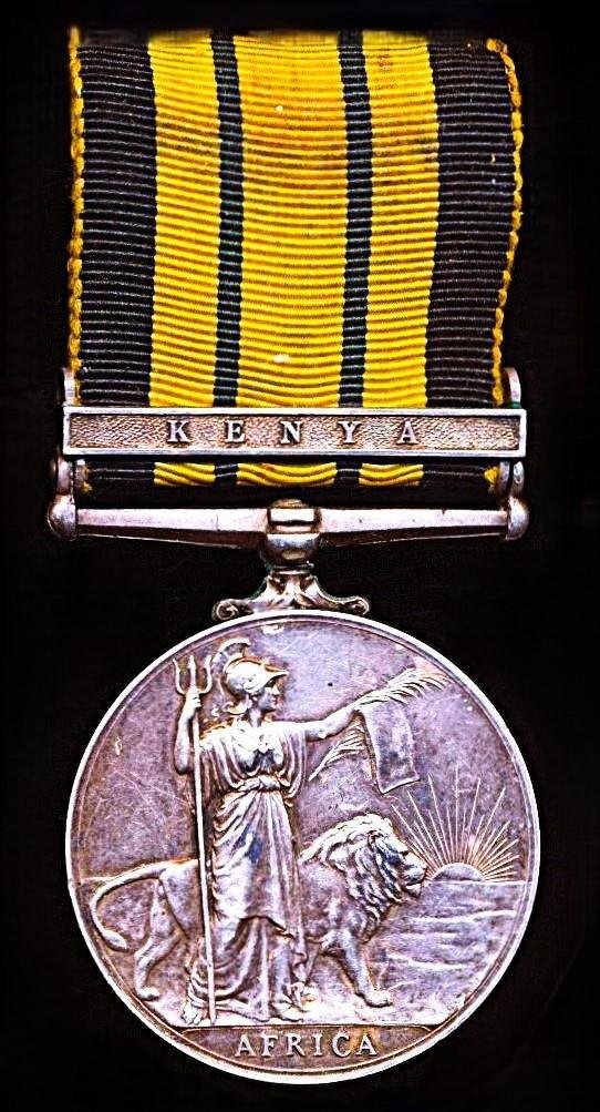 Africa General Service Medal 1902-1956. EIIR issue with 'Kenya' clasp (22844247 Private S. Grewar. B.W.) — image 3